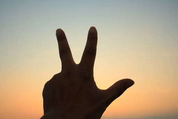 Gesture Silhouette Sunset — Stock Photo, Image