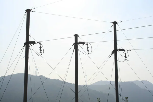 Telegraaf Pole Macht Lijn Silhouet — Stockfoto