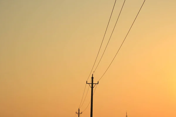 Телефонні Стовпи Під Час Заходу Сонця — стокове фото
