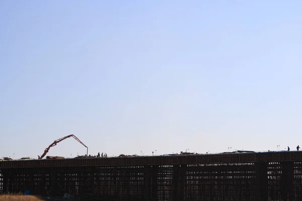 Grúa Silueta Del Sitio Construcción — Foto de Stock