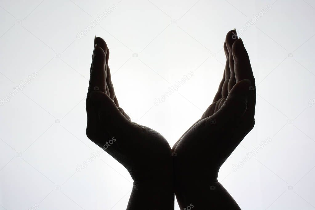 Close-up gesture silhouette