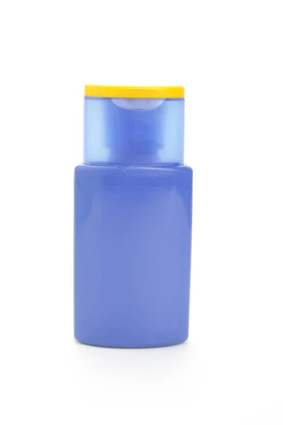 Голубая Пластиковая Бутылка Белом Фоне — стоковое фото