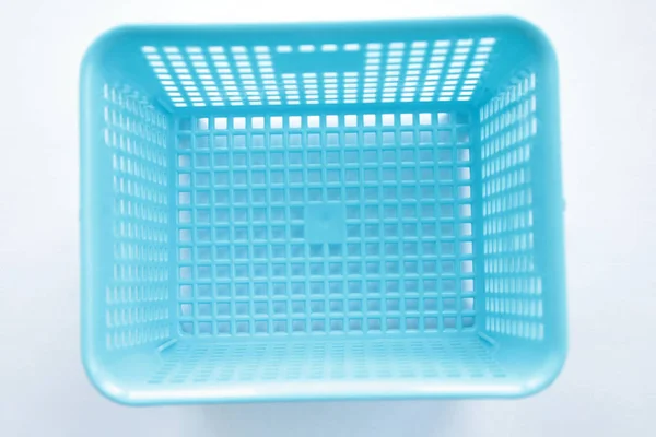 Empty Plastic Basket Wooden Background — Stock Photo, Image