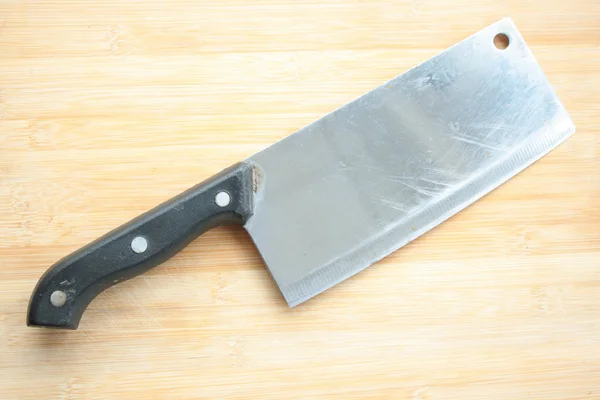 Nóż Kuchenny Drewnianym Tle — Zdjęcie stockowe