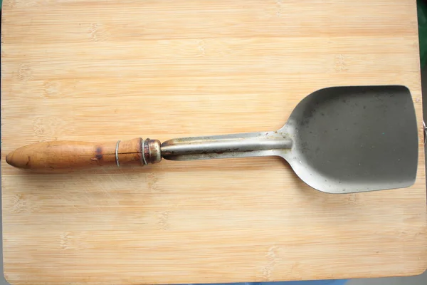 Kitchen Shovel Wooden Background — Stock Photo, Image