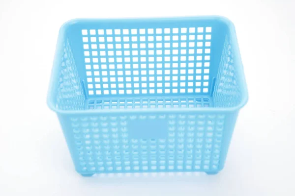 Empty Plastic Basket White Background — Stock Photo, Image