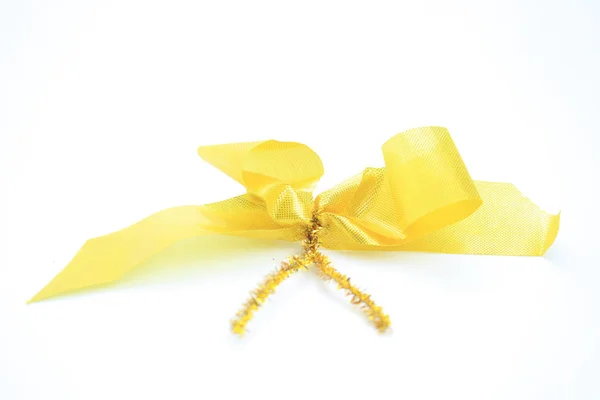 Yellow Bow White Background — Stock Photo, Image