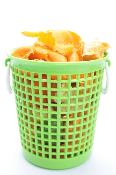 Orange peel in plastic basket