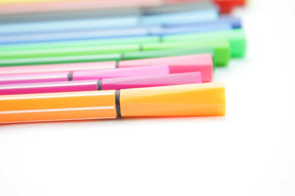 Colored Felt Pens White Background — Stock Photo, Image