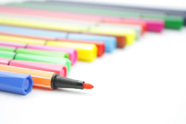 Colored Felt Pens White Background — Stock Photo, Image