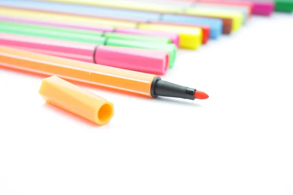 Colored Felt Pens White Background — Stock Photo, Image