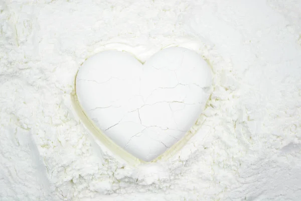 Форма Серця Зроблена Білому Борошні — стокове фото