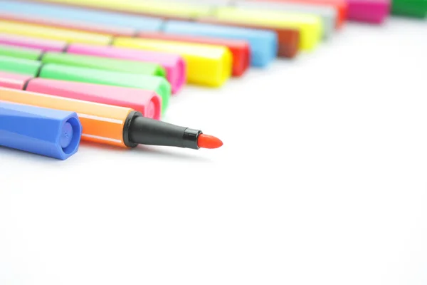 Colored Felt Pens White Background Stock Photo