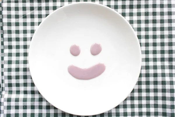 Smiley Shape Condensed Milk Plate — Stock Photo, Image