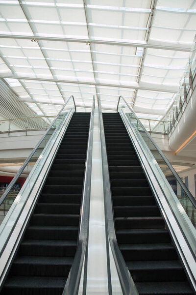 Large shopping mall escalator