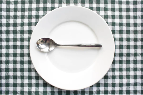 Assiette Cuillère Placées Sur Table — Photo