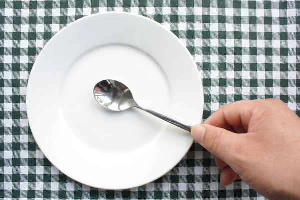 Plate Spoon Placed Table — Stock Photo, Image
