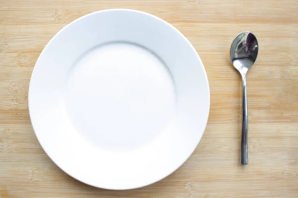 Plate Spoon Placed Table — Stock Photo, Image