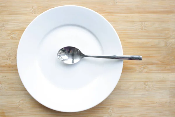 Plate Spoon Placed Table — Stock Photo, Image