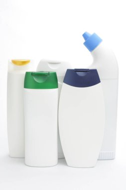 Banyo malzemeleri ile plastik şişe yakın çekim