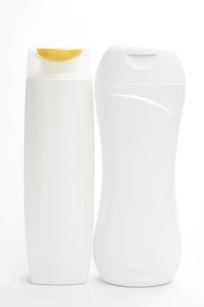 Пластиковая Бутылка Крупным Планом Туалетными Принадлежностями — стоковое фото