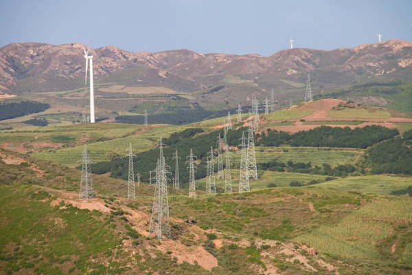 Wind Turbines Top Mountain — Stock Photo, Image