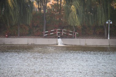 Nehir yanındaki drenaj borusu
