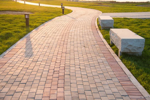 Small Road Park Sunset — Stock Photo, Image