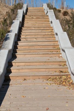 Ahşap merdivenlere yakın çekim