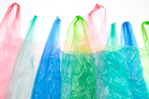 Bolsas Plástico Sobre Fondo Blanco — Foto de Stock