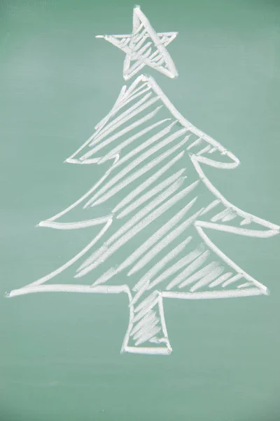 Christmas tree drawn on a blackboard