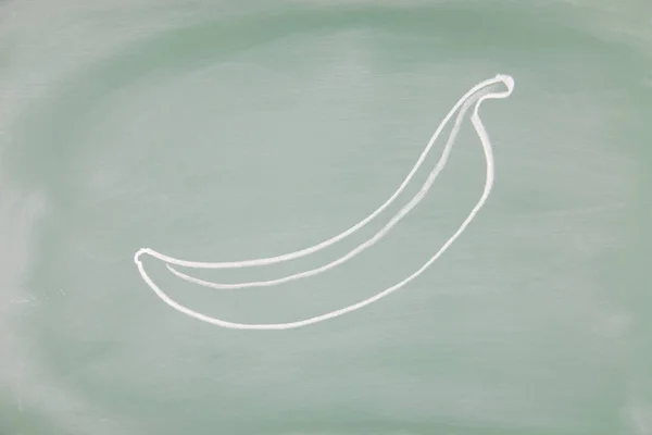 Banana Disegnata Lavagna — Foto Stock