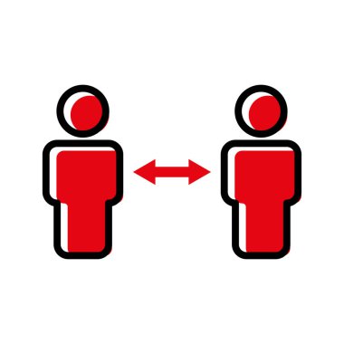 Sosyal mesafeli düz sembol. Şablon vektörü tasarla