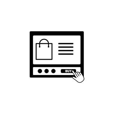 Çevrimiçi dükkan, dizüstü bilgisayar, alışveriş sepetli bilgisayar simgesi. Şablon vektörü tasarla