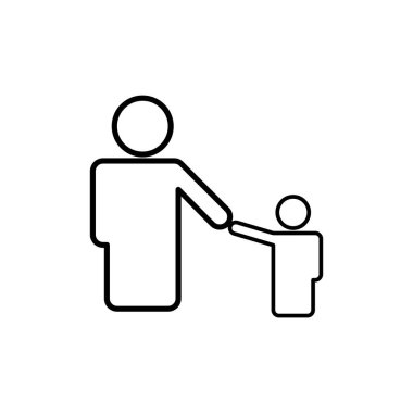 Babalar Günü. Baba ve oğul çizgisi simgesi beyaz arkaplanda izole edilmiş. Şablon vektörü tasarla