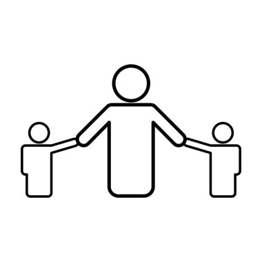 Babalar Günü. Baba ve oğul çizgisi simgesi beyaz arkaplanda izole edilmiş. Şablon vektörü tasarla