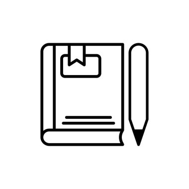 Semboller, kitap satırları ve kalem simgeleri. tasarım şablonu