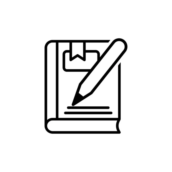 Escribir Símbolos Línea Libro Iconos Lápiz Diseño Plantilla Vector — Vector de stock