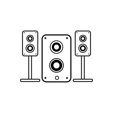 stereo hoparlör hattı simgesi. Vektör ses sistemi hoparlörleri. Müzik çizgisi simgesi. tasarım şablonu