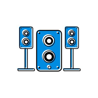 Stereo hoparlörü düz simge. Vektör ses sistemi hoparlörleri. Düz müzik ikonu. tasarım şablonu