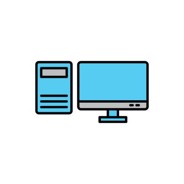 Kişisel bilgisayar, düz simge seti. Şablon vektörü tasarla