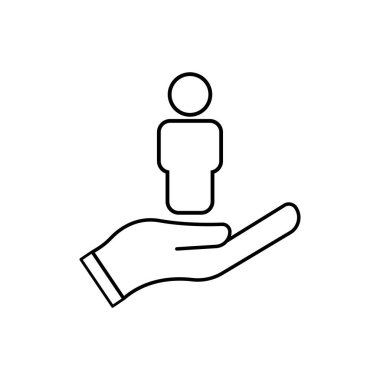 Sosyal hizmet hattı sembolü. El ve insan çizgisi ikonu. Şablon vektörü tasarla