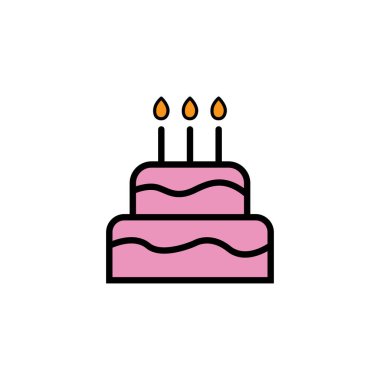 Doğum günü partisi düz sembolü, pasta düz ikonu. tasarım şablonu