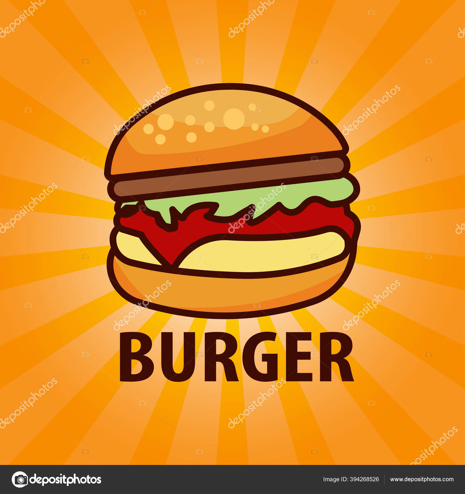 Burger Fast Food Meal Advertising Poster Rays Lettering Inscription Delicious Vector Image By C Azmisr219 Gmail Com Vector Stock 394268526