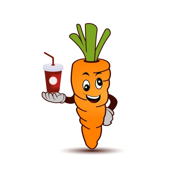 胡萝卜卡通人物与新鲜饮料的白色背景 设计模板向量 — 图库矢量图片