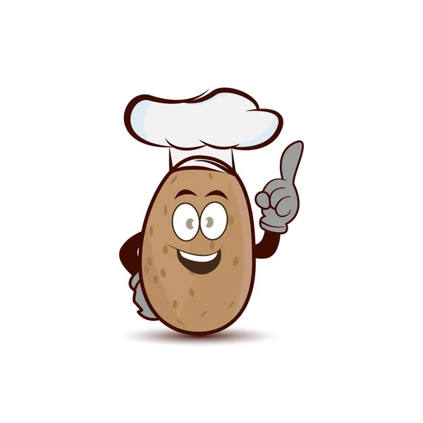 土豆卡通人物 头戴大厨帽 背景为白色 设计模板向量 — 图库矢量图片