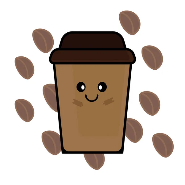 Koffie Drinkt Stripfiguur Ontwerpsjabloon Vector — Stockvector