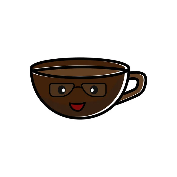 Desenhos Animados Personagem Xícara Café Modelo Vetor —  Vetores de Stock