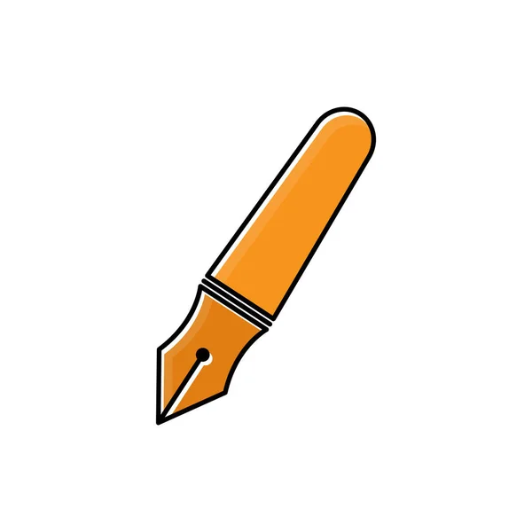Fountain Pen Flat Icon Education Symbol Design Template Vector — Stock Vector