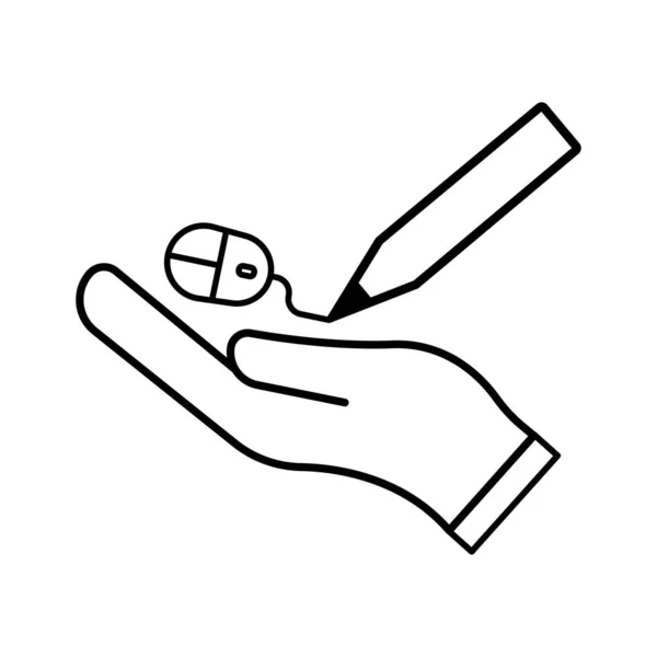 Simbolul Educației Online Pictograma Mâinii Pictograma Mouse Ului Pictograma Creion — Vector de stoc